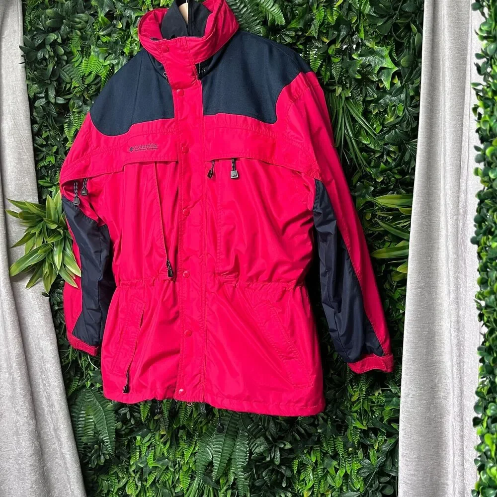COLUMBIA SPORTSWEAR Jacket Mens M Red Black Bugaboo Full Zip 2 In 1 Fleece Lined